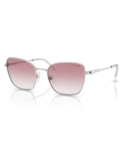 Swarovski Oversized Frame Sunglasses In Silver