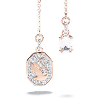 Swarovski Women's Swan White Crystal Necklace 5628565 In Gold