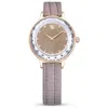 Swarovski Women's Analog Swiss Made Octea Nova Gray Leather Strap Watch, 33mm In Gray