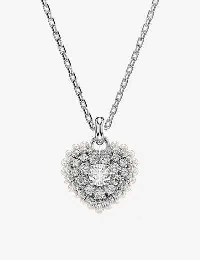 Swarovski Womens White Hyperbola Rhodium-plated Brass And Crystal Pendant Necklace