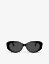Swarovski Womens Black Sk6002 Oval-frame Gem-embellished Acetate Sunglasses In Black