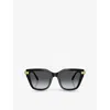 Swarovski Womens Sk6041 Irregular Acetate Sunglasses Black In Black