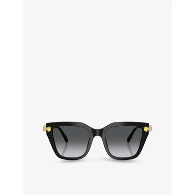 Swarovski Womens Sk6041 Irregular Acetate Sunglasses Black