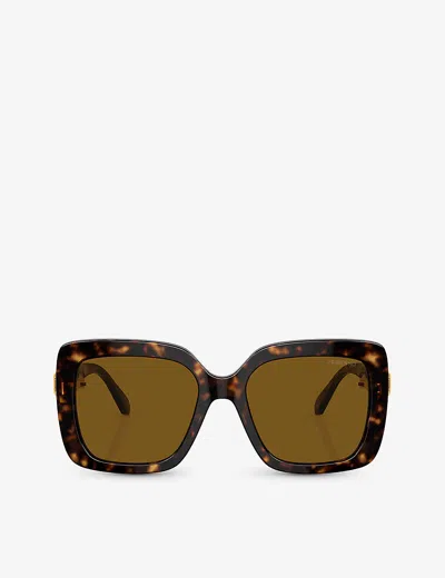 SWAROVSKI WOMENS BROWN SK6001 SQUARE-FRAME TORTOISESHELL ACETATE SUNGLASSES
