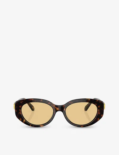 Swarovski Womens Brown Sk6002 Oval-frame Tortoiseshell Acetate Sunglasses