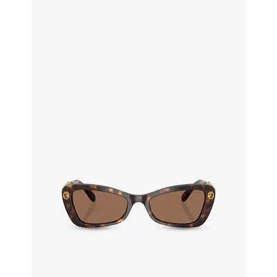 Swarovski Womens  Sk6033 Irregular-frame Tortoiseshell Acetate Sunglasses In Brown