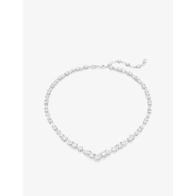 Swarovski Womens Mesmera Rhodium-plated Brass And Zirconia Necklace Crystal