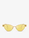 Swarovski Hinged Crystal-embellished Cat-eye Sunglasses In Gold