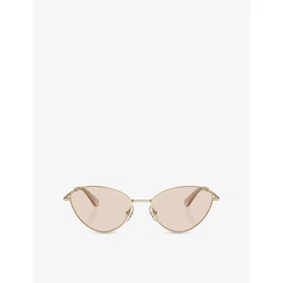SWAROVSKI WOMENS GOLD SK7014 CAT-EYE METAL SUNGLASSES