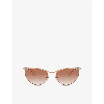 SWAROVSKI WOMENS GOLD SK7017 OVAL-FRAME METAL SUNGLASSES