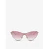 Swarovski Womens Gold Sk7023 Cat-eye Metal Sunglasses In Gold