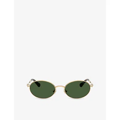 Swarovski Womens Gold Sk7033 Oval-frame Metal Sunglasses In Multi