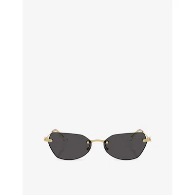 Swarovski Womens Gold Sk7038 Irregular-frame Metal Sunglasses