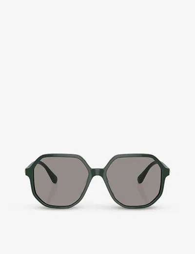 SWAROVSKI WOMENS GREEN SK6003 IRREGULAR-FRAME GEM-EMBELLISHED ACETATE SUNGLASSES