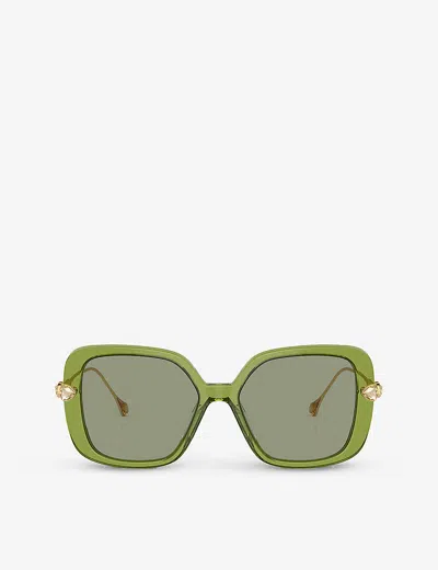 SWAROVSKI WOMENS GREEN SK6011 SQUARE-FRAME ACETATE SUNGLASSES