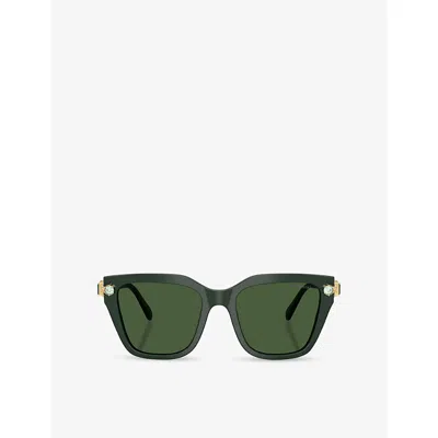 Swarovski Womens Sk6041 Irregular-frame Acetate Sunglasses Green