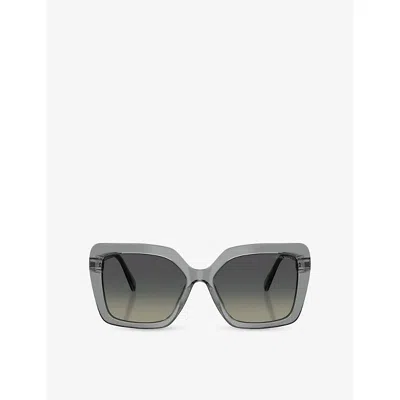Swarovski Womens Grey Sk6049 Irregular-frame Acetate Sunglasses In Gold