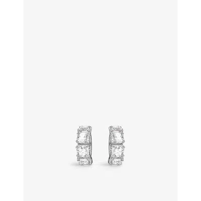 Swarovski Womens White Matrix Clip Rhodium-plated Brass And Zirconia&nbsp;earrings