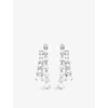 Swarovski Matrix Crystal Drop Earrings In Rhodium Plated In Crystal