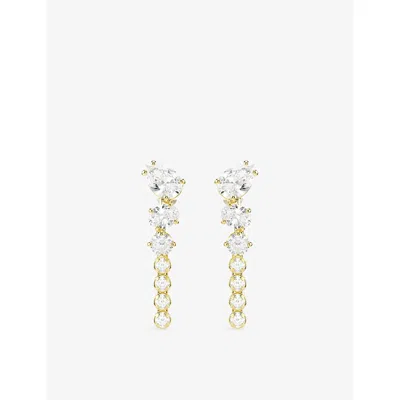 Swarovski Womens Mesmera 18ct Yellow-gold Plated Cubic Zirconia Drop Earrings