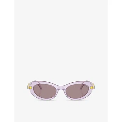 Swarovski Womens Purple Sk6042 Oval-frame Acetate Sunglasses