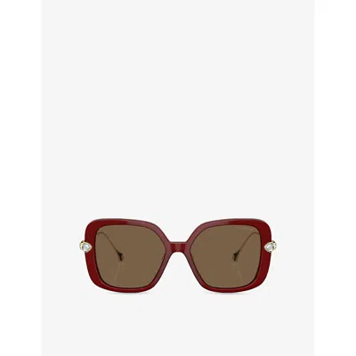 SWAROVSKI WOMENS RED SK6011 SQUARE-FRAME ACETATE SUNGLASSES