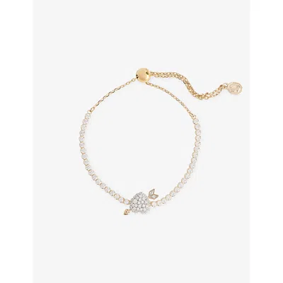Swarovski Womens Rose Gold Tone Idyllia Heart With Arrow 18ct Yellow-gold Bracelet In Purple