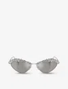 Swarovski Womens Silver Sk7009 Irregular-frame Gem-embellished Metal Sunglasses In Silver