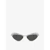 Swarovski Womens Silver Sk7009 Irregular-frame Metal Sunglasses In Silver