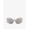Swarovski Womens Silver Sk7020 Irregular-frame Metal Sunglasses In Silver