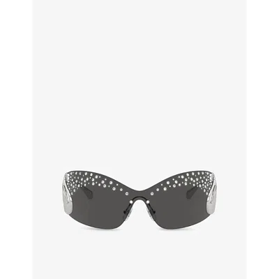 Swarovski Womens Silver Sk7020 Irregular-frame Metal Sunglasses