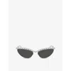 Swarovski Womens Silver Sk7030 Cat Eye-frame Metal Sunglasses In Silver