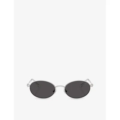 Swarovski Womens Silver Sk7033 Oval-frame Metal Sunglasses