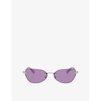 Swarovski Womens Silver Sk7038 Irregular-frame Metal Sunglasses In Purple