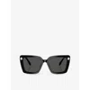 Swarovski Womens Sk6032 Square-frame Acetate And  Crystal Sunglasses Black In Black