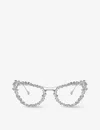 Swarovski Womens Sk7011 Cat-eye Gem-embellished Metal Optical Glasses Silver In Silver