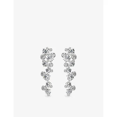 Swarovski Womens Silver Constella Rhodium-plated And Zirconia Drop Earrings