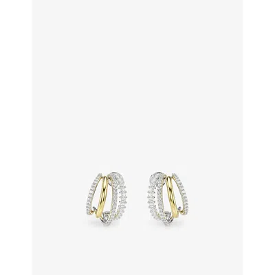 SWAROVSKI WOMENS WHITE HYPERBOLA GOLD-TONE AND RHODIUM-PLATED ZIRCONIA HOOP EARRINGS