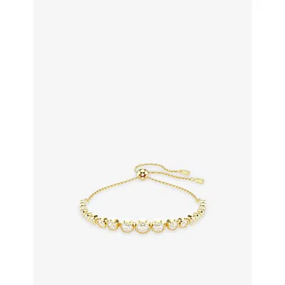 Swarovski Womens Crystal Imber Round 18ct Yellow-gold Plated And Zirconia Bracelet In Transparent