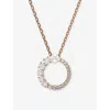 Swarovski Matrix Pendant, Crystal Pearl, Round Cut, White, Rose Gold-tone Plated Necklace In White