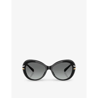 SWAROVSKI WOMENS BLACK SK6026 BUTTERFLY CRYSTAL-PAVE ACETATE SUNGLASSES