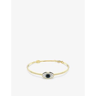 SWAROVSKI WOMENS BLUE SYMBOLICA GOLD-PLATED BRASS AND CUBIC ZIRCONIA BANGLE