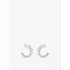 Swarovski Womens White Matrix Circle Rhodium-plated, Crystal-pearl And Zirconia Hoop Earrings In White