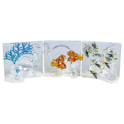 Pre-owned Swarovski "wonders Of The Sea" Crystal Sculpture, Triptych. Austria, 2005�2007 In Gray