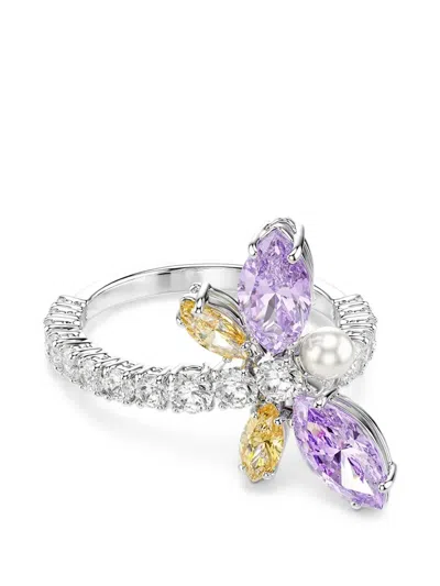 Swarovski X Ariana Grande Butterfly-motif Crystal-embellished Ring In Silver