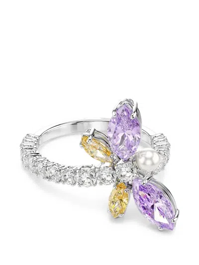 Swarovski X Ariana Grande Crystal-butterfly Ring In Metallic