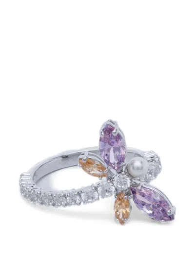 Swarovski X Ariana Grande Crystal-embellished Motif Ring In Purple