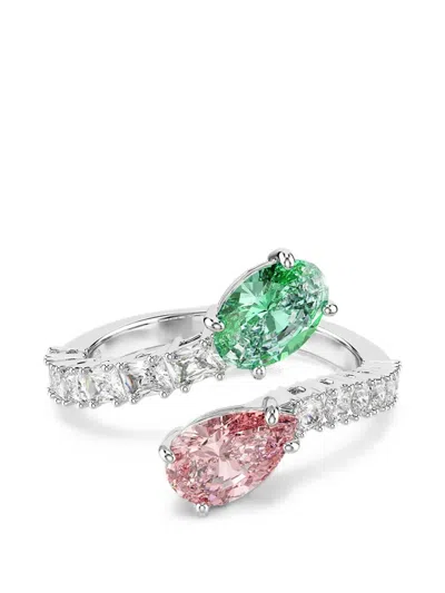 Swarovski X Ariana Grande Crystal-embellished Open Rings In Metallic