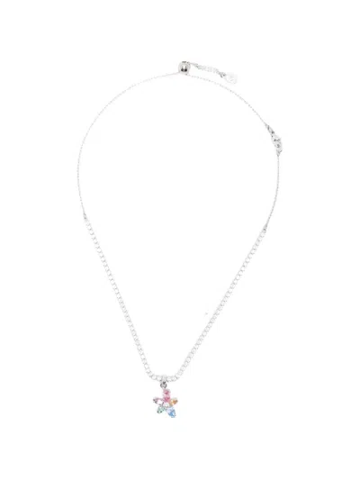 Swarovski X Ariana Grande Flower-pedant Necklace In Gray