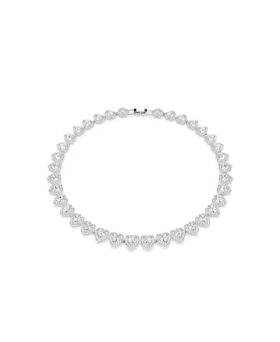 Swarovski X Ariana Grande Mixed Cuts Heart White Rhodium Plated Tennis Necklace